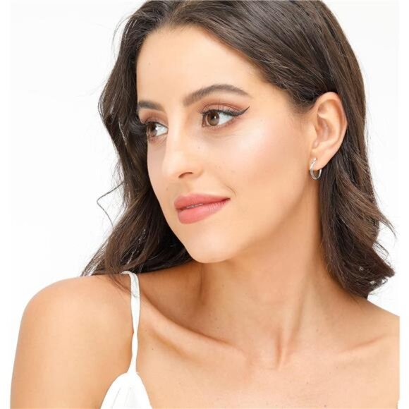 New 3 Pairs 925 Sterling Silver Hoop Earrings | Small White Gold Plated Hoop - Picture 4 of 7